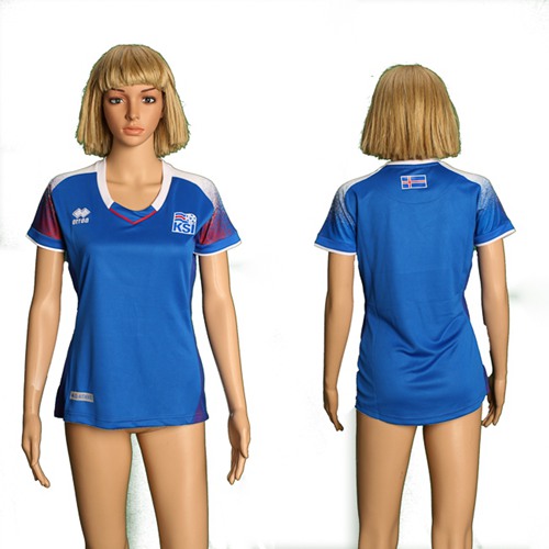Women's Iceland Blank Home Soccer Country Jersey